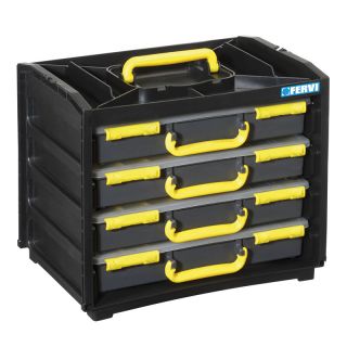 Rack with 4 Plastic Tool Organizer Box 337x265x310