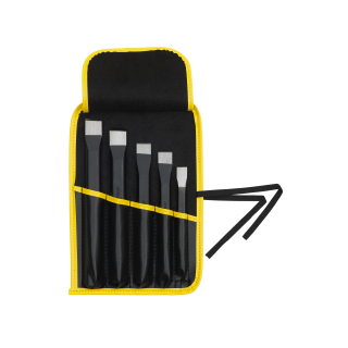 Flat Chisel Set in plastic wallmount holder