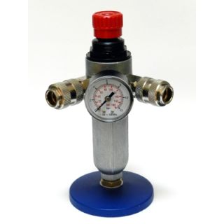 Pressure reducer with filter, pressure gauge